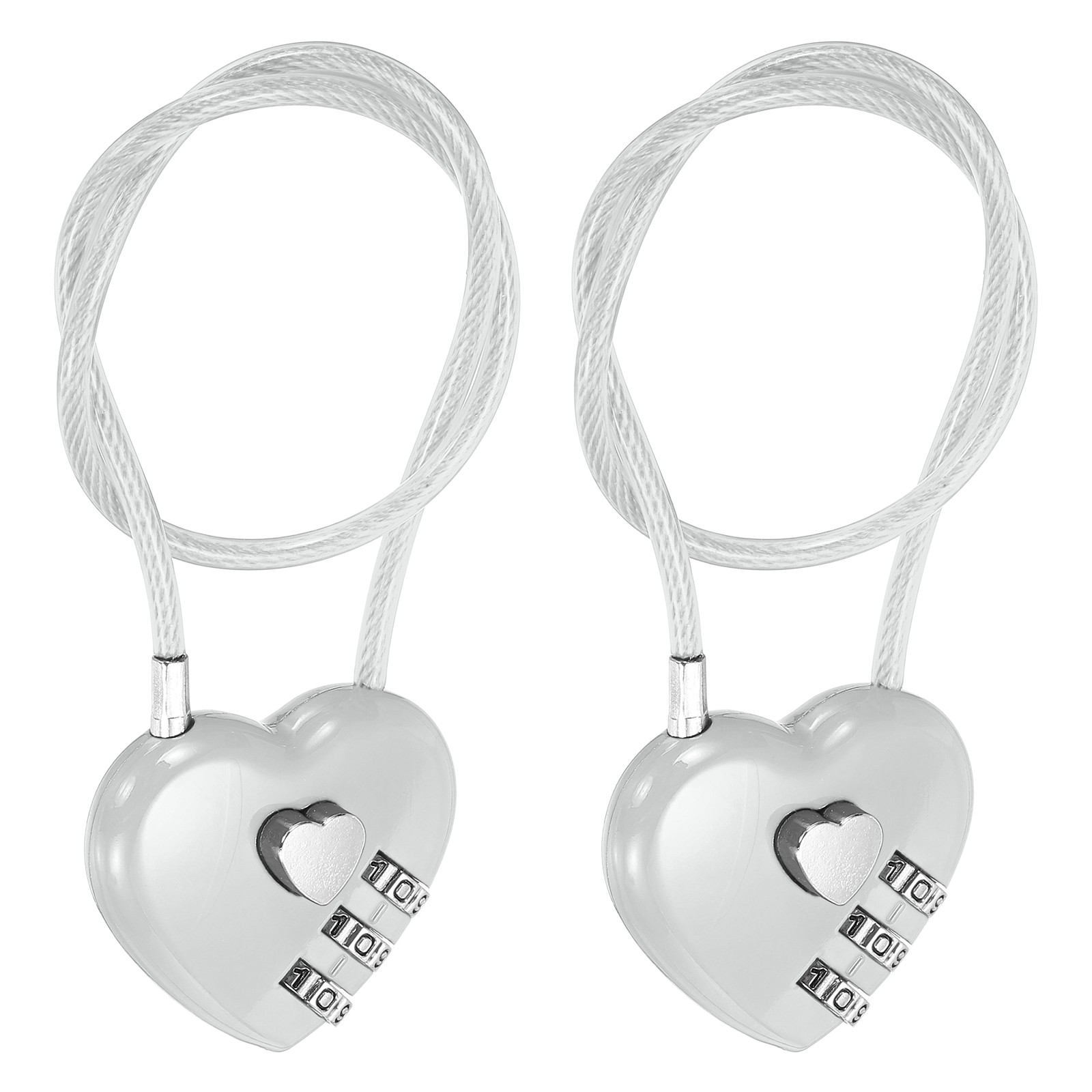 Combination Padlock (11.8 Inch, Grey)(2 Pcs), 3-Digit Heart Shaped Combo Padlock