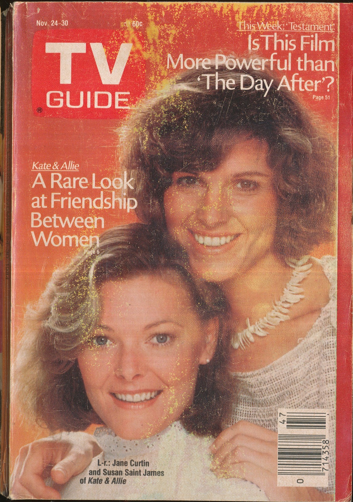 TV GUIDE MAGAZINE 1984 NOV. 24-30 KATE & ALLIE (FAIR CONDITION) DETROIT ED.