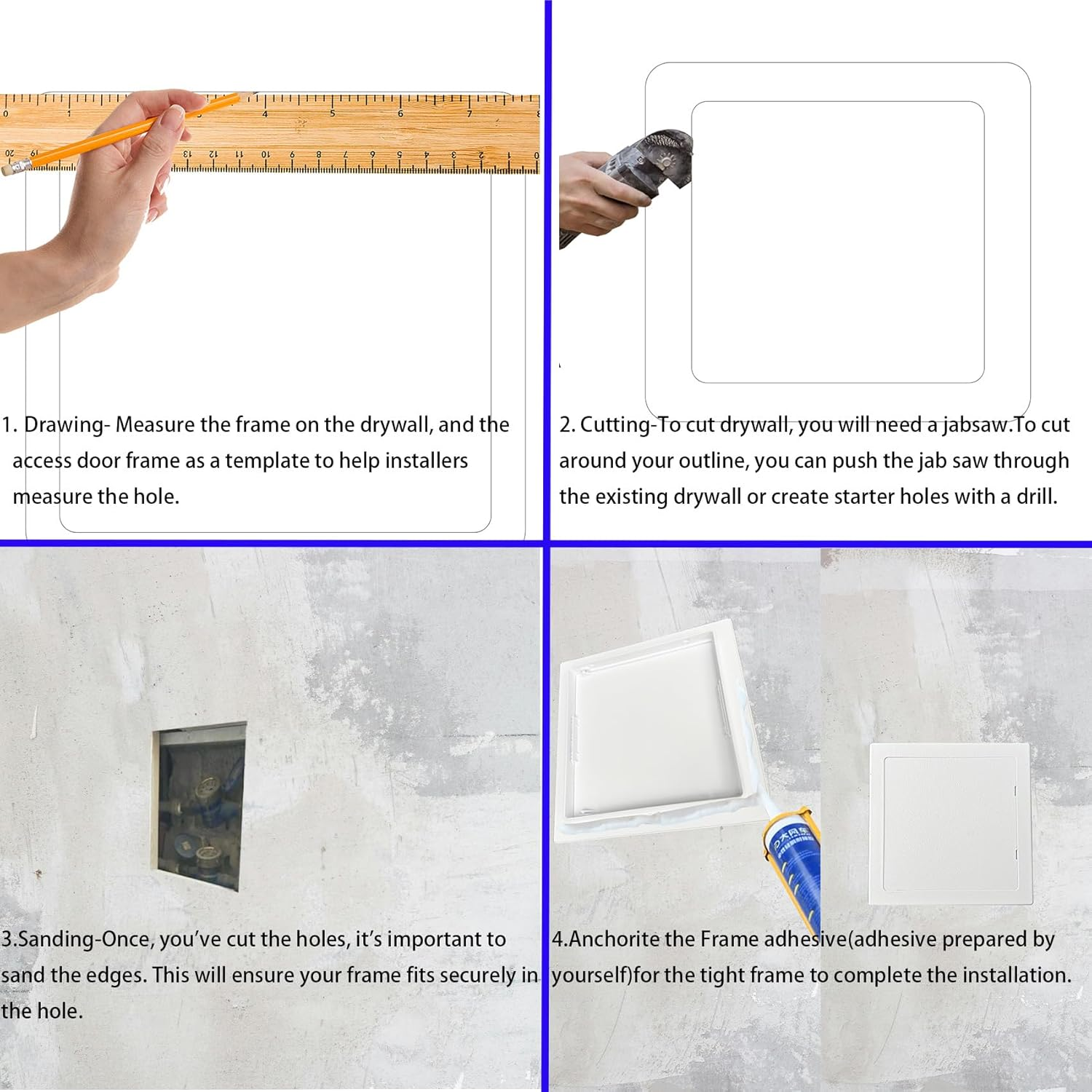 Access Panels for Drywall, 4 X 6 Inch Wall Hole Covers, Removable Hinged Access