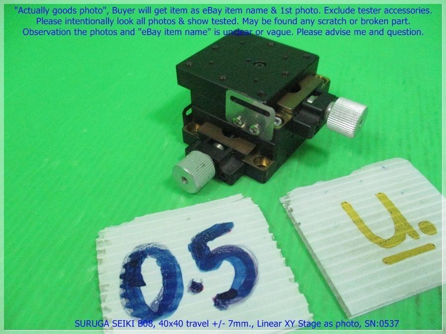 SURUGA SEIKI B08, 40x40 travel +/- 7mm., Linear XY Stage as photo, sn:0537, Pro