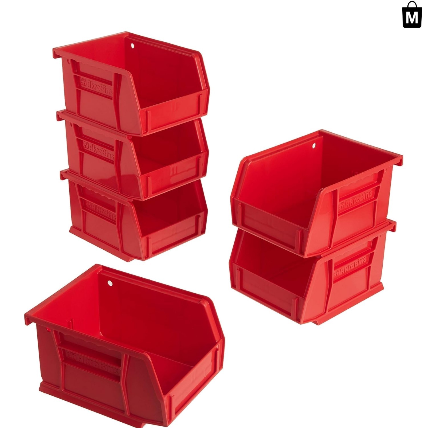 Durable Stackable Storage Bins – 6-Pack, Red Plastic, Perfect for Organization