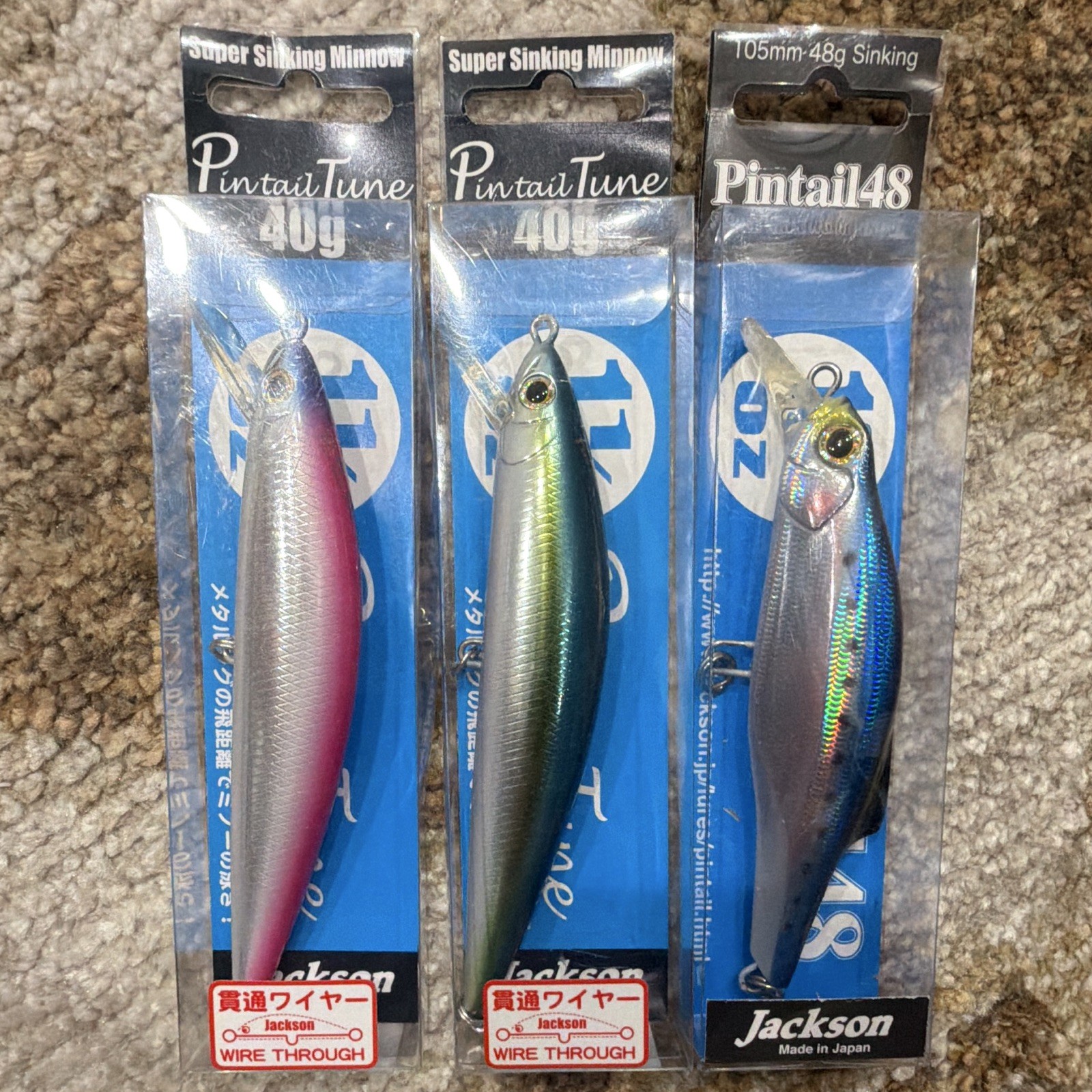 Jackson PintailTune Minnow 3pk 2 105mm 40g Silver/Pink Wire and 1  1 1/2 oz 40g