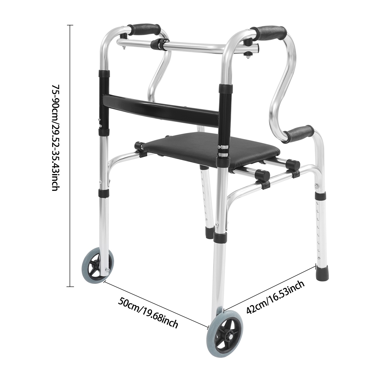 Adjustable Walker With Wheels Foldable Walker For Seniors Stand Up Walker