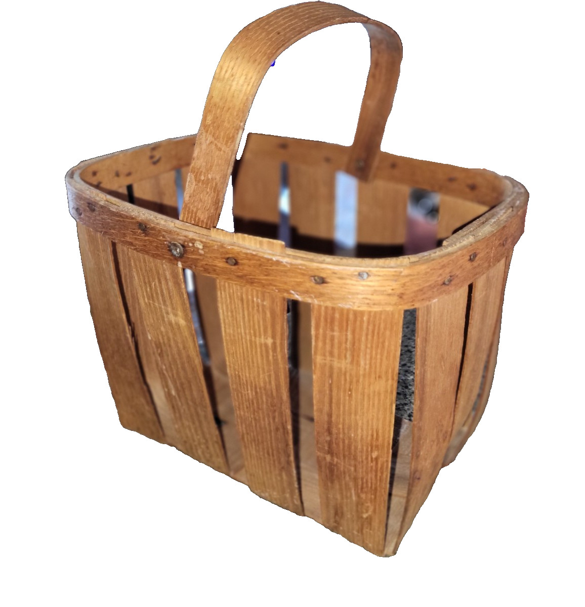 Vintage Handled Bent Slat Fruit Basket