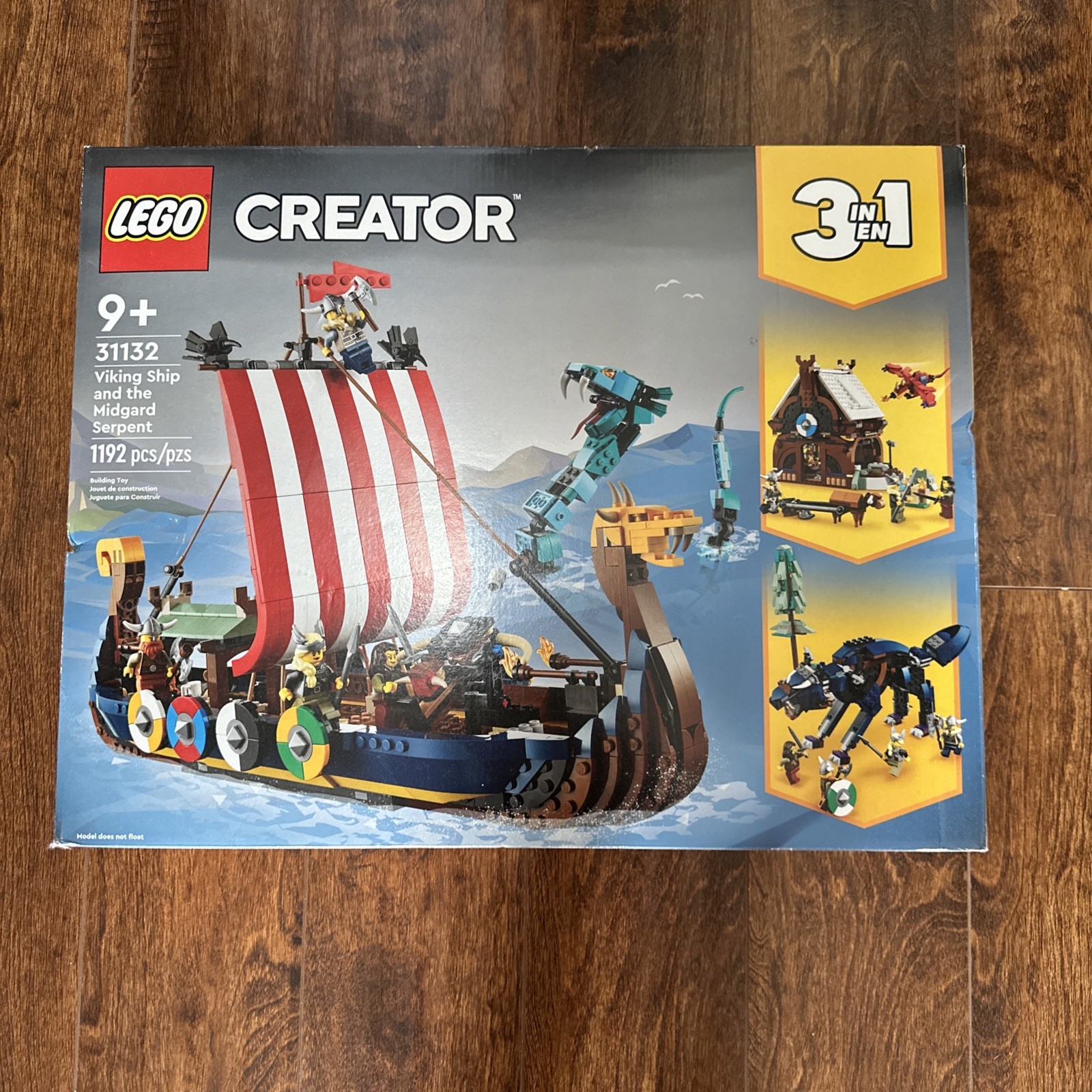New! LEGO Creator 3-in-1 Viking Ship & the Midgard Serpent Set 31132 Wolf House