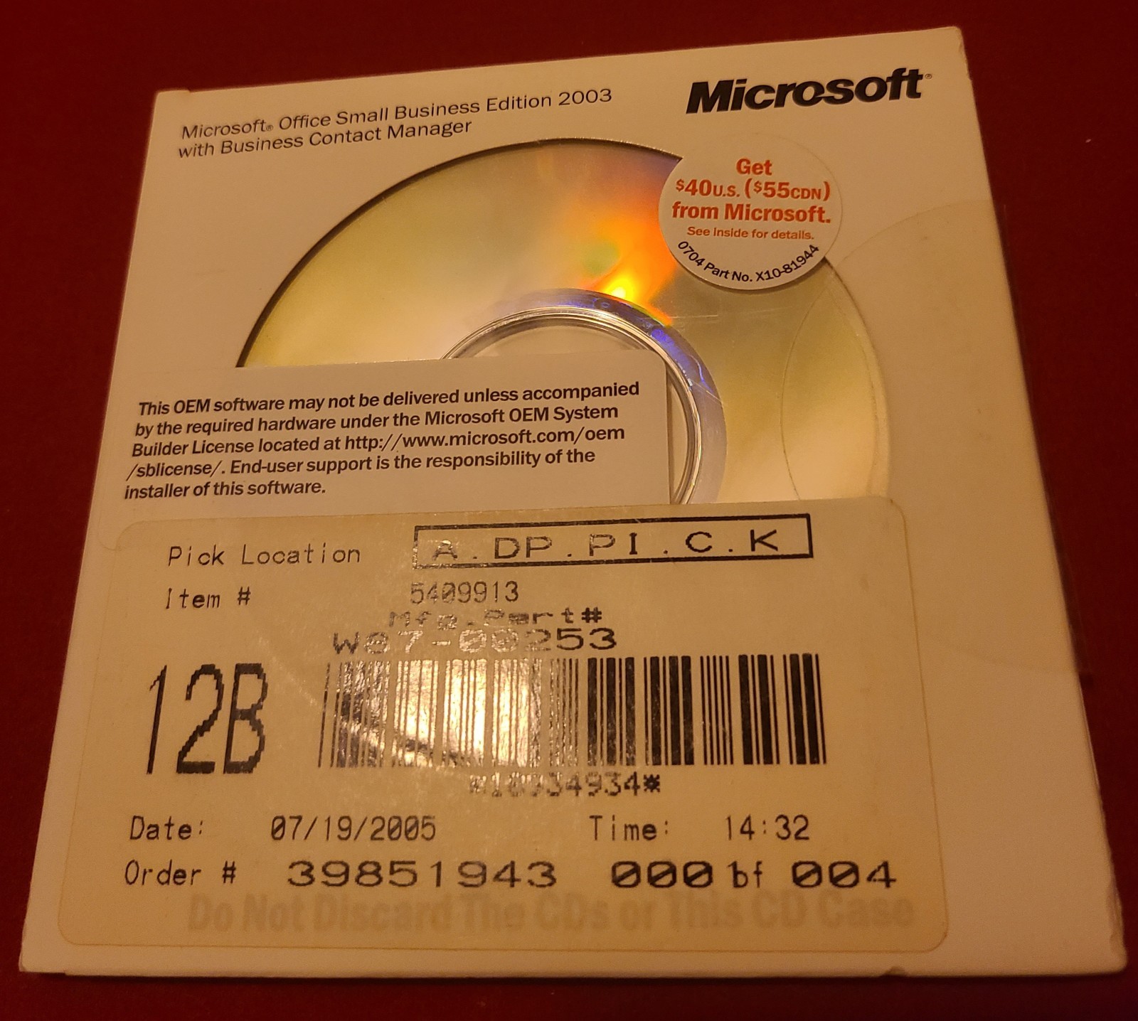 Microsoft Office Small Business Edition 2003 with Business Contact Manager + KEY