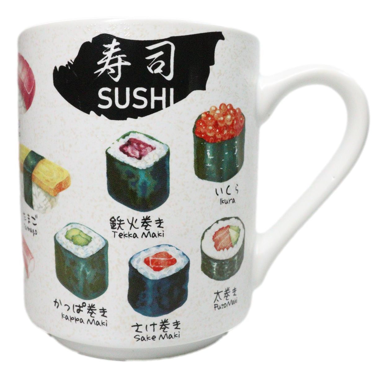 Japanese Icons Colorful Sushi Sashimi Rolls Textured Ergonomic Mug Cup 11oz