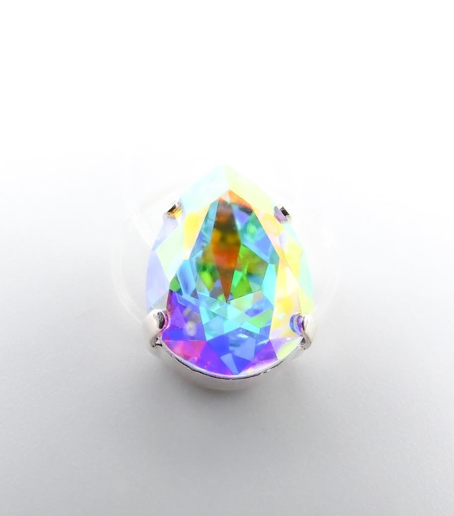 NEW GLITZY Iridescent Mystic Fire Pear Crystal Invisible Stretch Bands Toe Ring