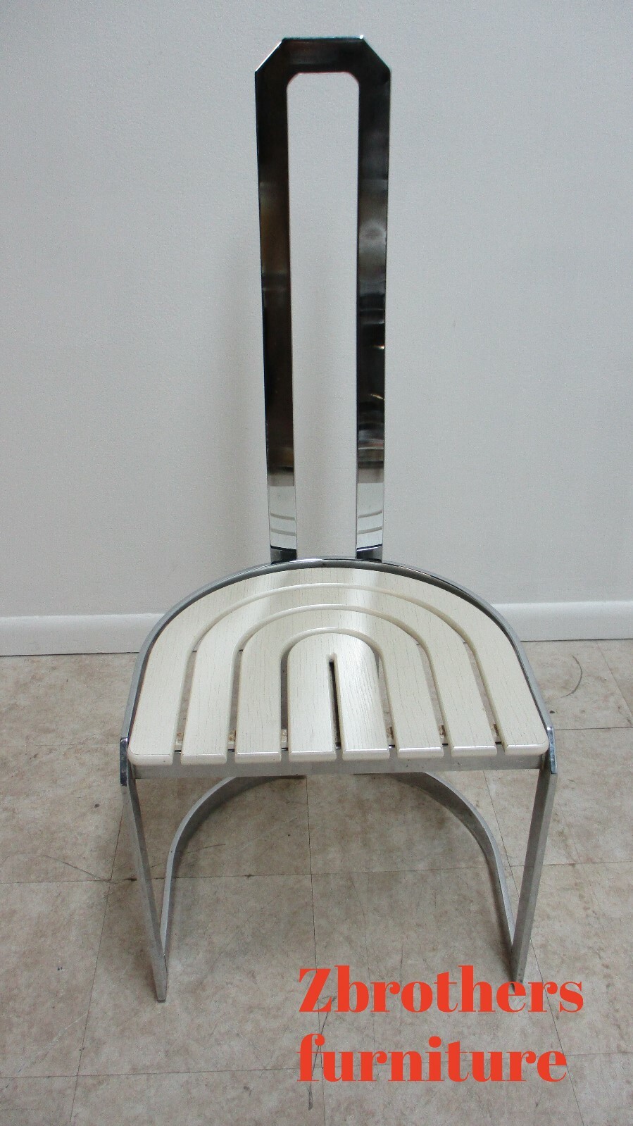 Vintage Design Institute Chrome High Back Dining Room Side Chair Mid Century B