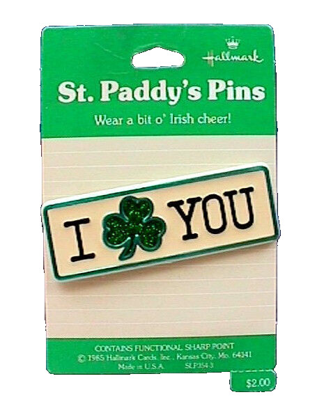 Hallmark PIN St Patrick Vintage I IRISH SHAMROCK YOU Caption Holiday NEW