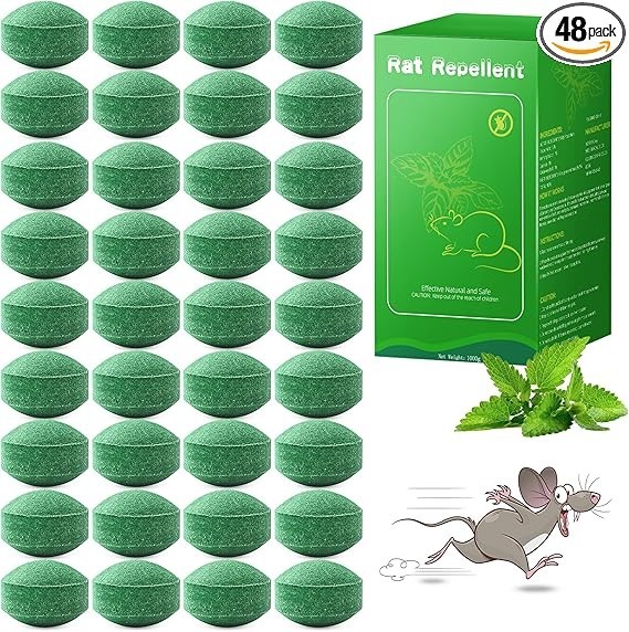 Rodent Mouse Repellent, 48 PCS Natural Rat Mice Repellant Indoor, Peppermint Oil