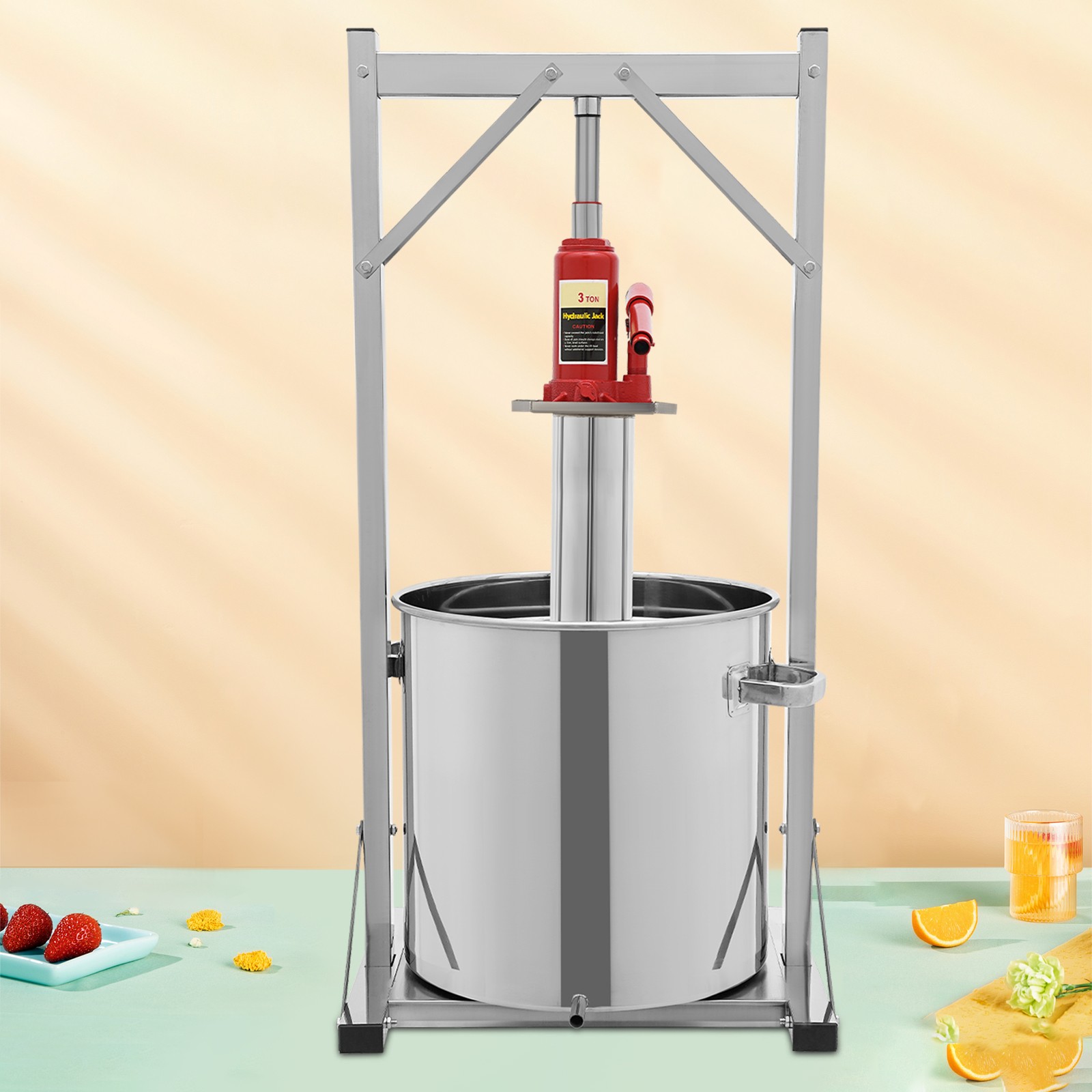 Hydraulic Jack Press Extractor Stainless Steel Fruit Wine Press 36L/9.51 Gallon