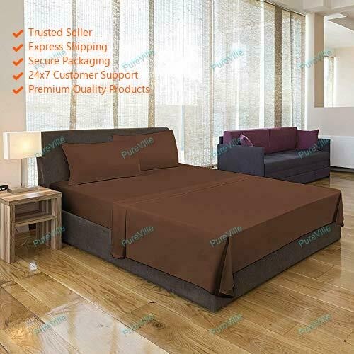 Handmade Solid Uni Microfibre Only Fitted Sheet Brown Colour Best For Present
