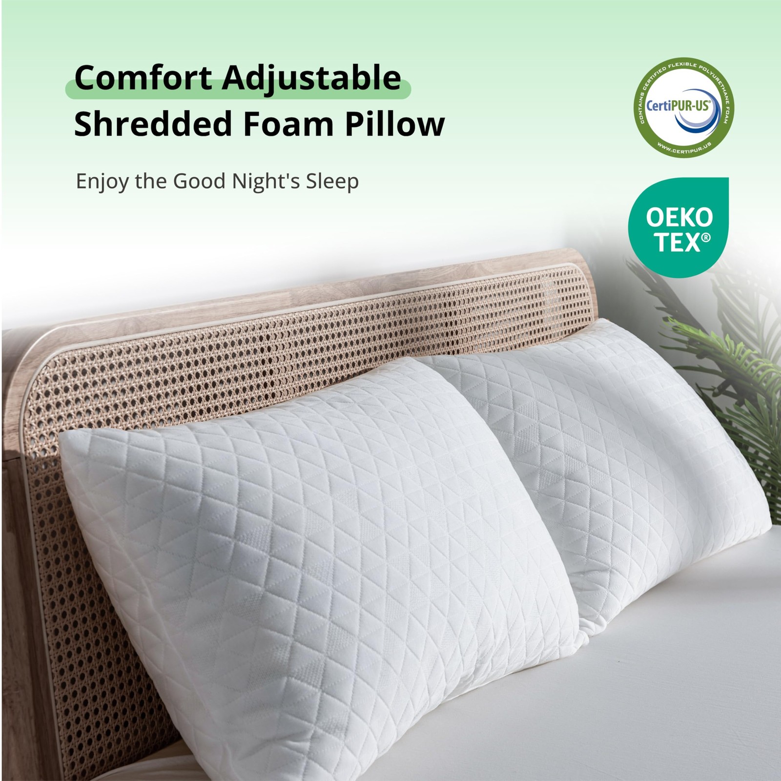 Sleep Shredded Memory Foam Pillows, Adjustable Bed Pillows for Side, Back or ...