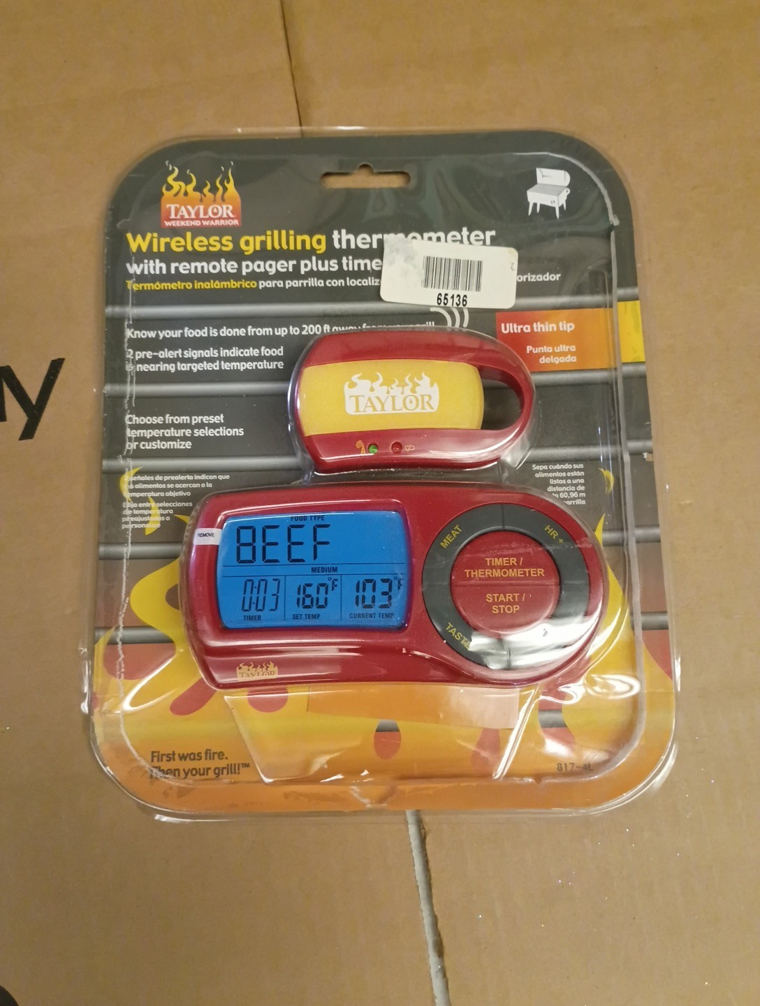 Taylor Weekend Warrior Wireless Grilling Thermometer with Remote Pager Timer New