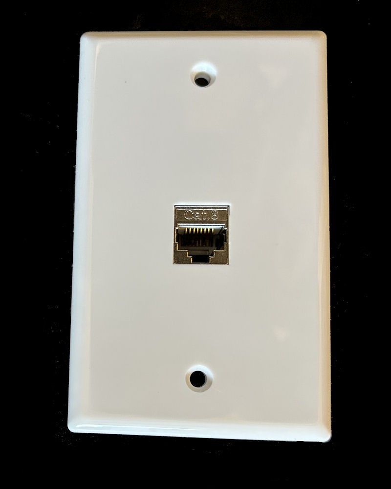 CAT8 Shielded Single Gang 1Port Ethernet Network Wall Plate Punch-Down Tool-Free