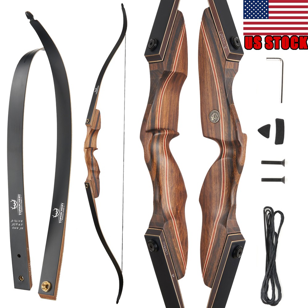 Wooden Archery Takedown Recurve Bow 60" for Adults 25-60LBS Target & Hunting