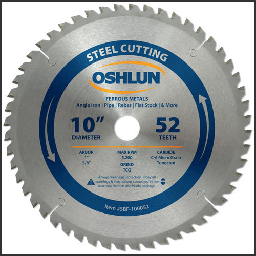 Oshlun SBF-100052 10-Inch 52 Tooth TCG Saw Blade with 1" Arbor + 5/8" Bushing