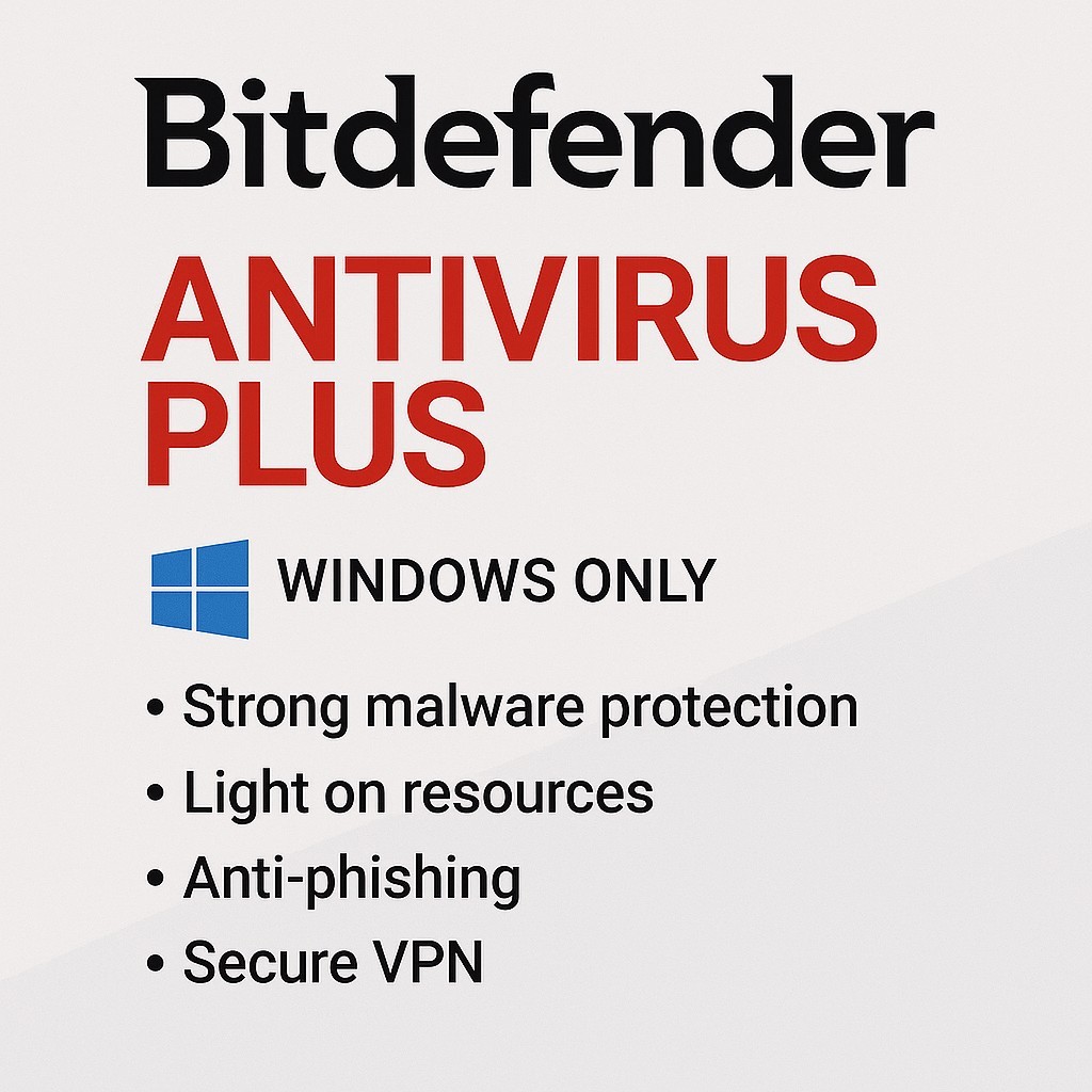Bitdefender Antivirus Plus |  2 Years 1 WINDOWS PC | Daily VPN