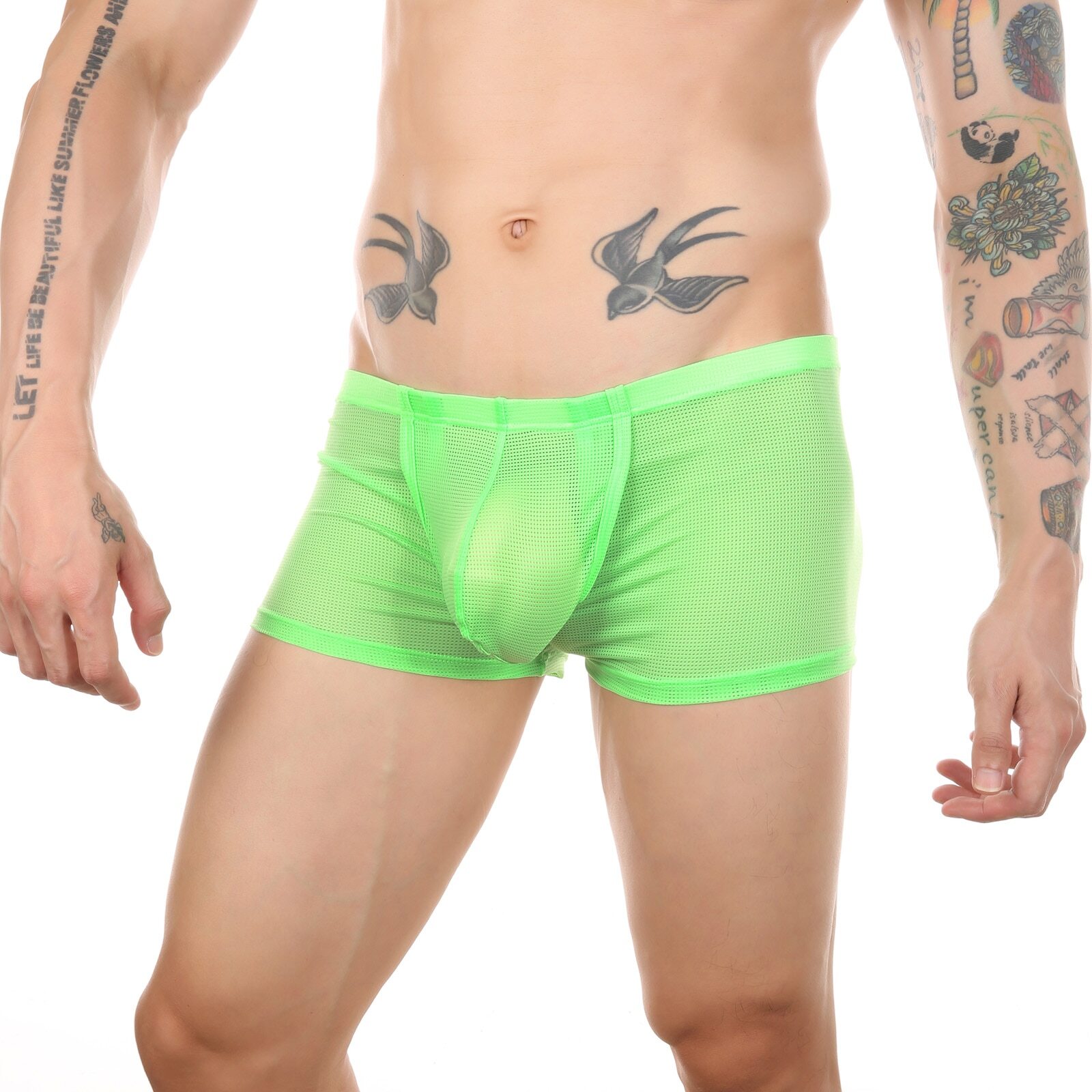 Men's Ice Silk Mesh Boxer Briefs U Convex Pouch Panties Breathable Sex Underwear