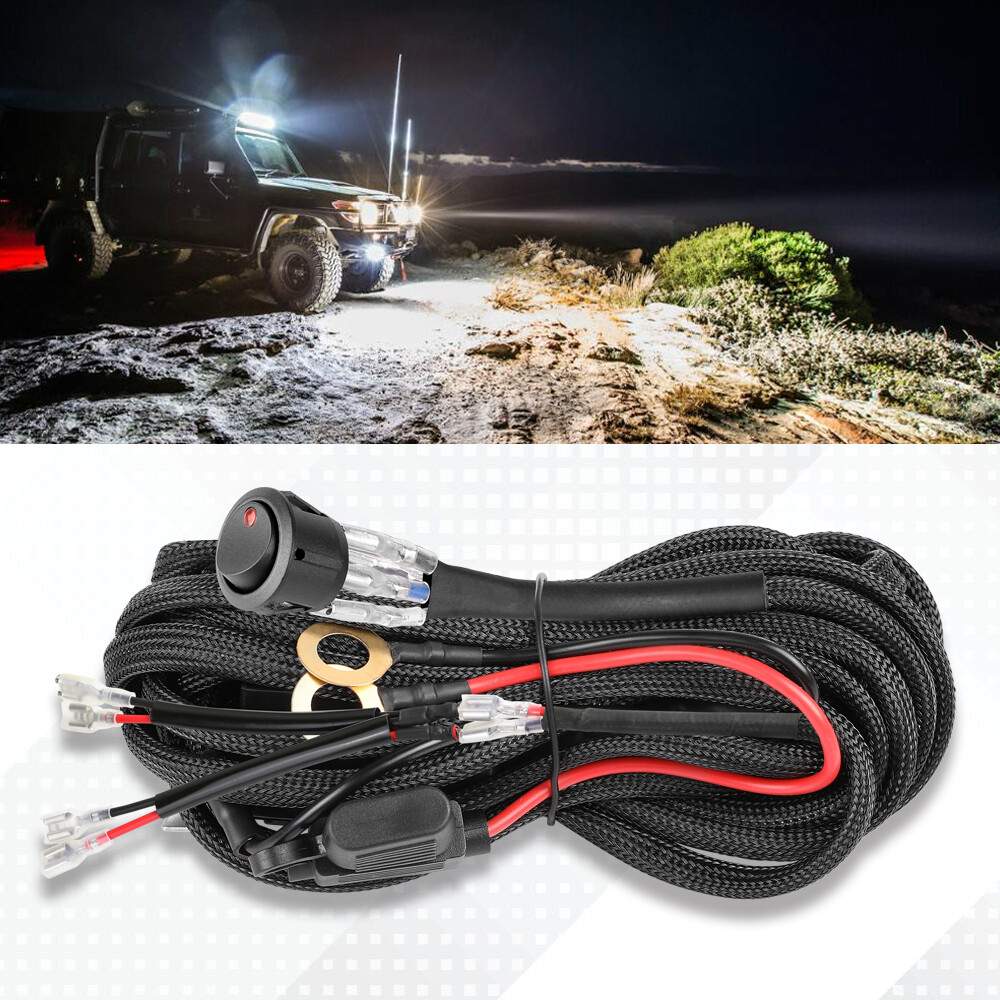 4-Way Universal LED Light Bar Fog Light Pod Wiring Harness Kit Fuse Switch Relay