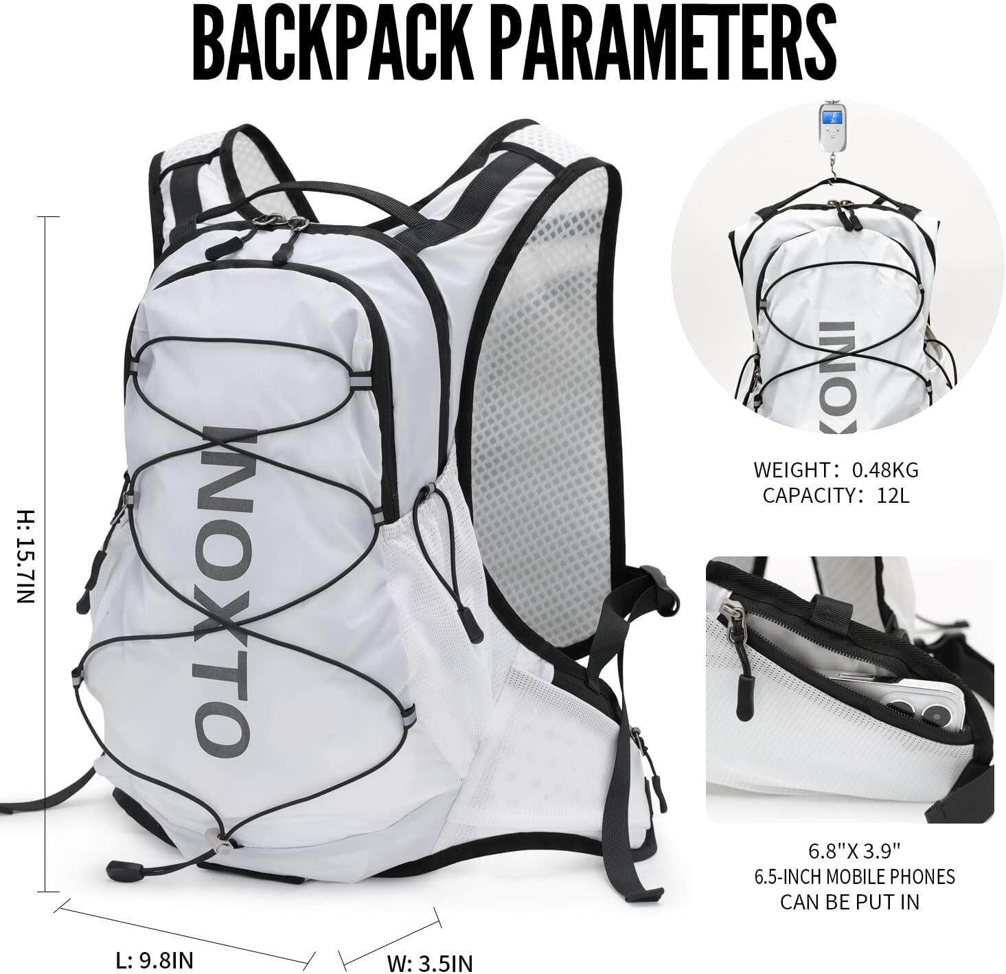 Hydration Pack Backpack, Lightweight Water Backpack with 2L Leakproof Bladdder