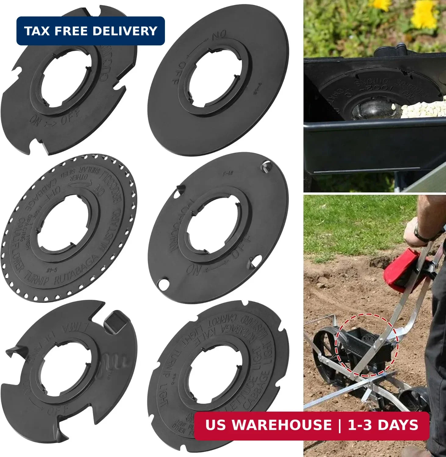 6 Pack 60009 Optional Se-ed Plate Set Compatible with Earthway 1001-B Garden See