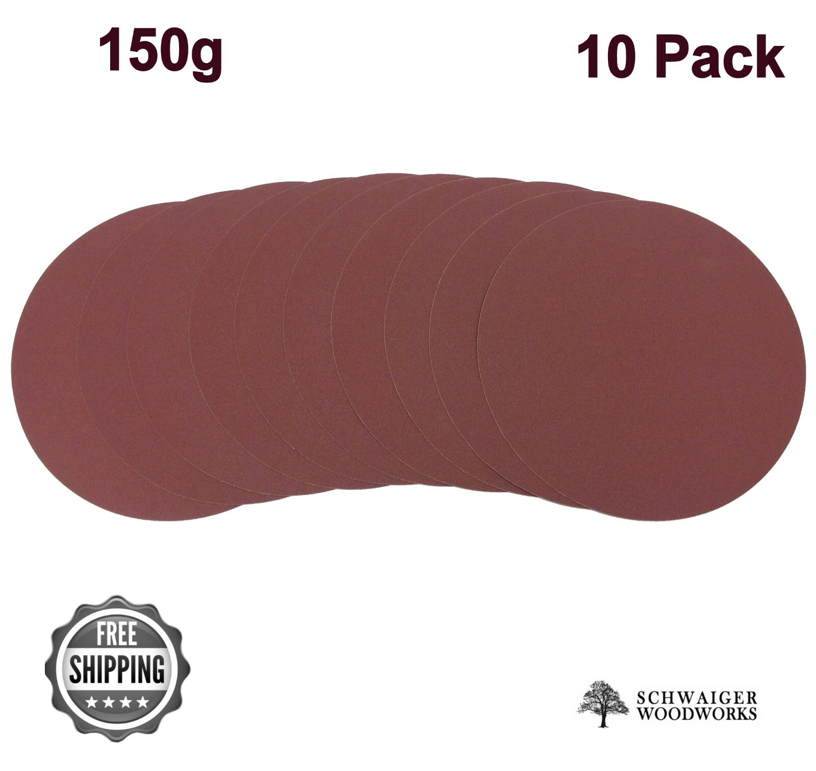 Klingspor 8" inch Sanding Disc, 150 grit, 10 Pack, Peel & Stick, Made in Germany