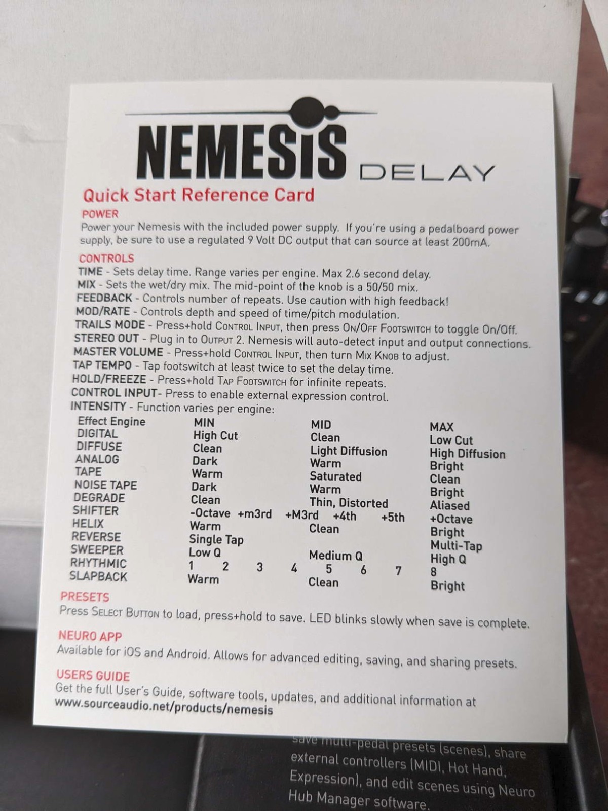Source Audio SA260 Nemesis Delay Effects Pedal LN