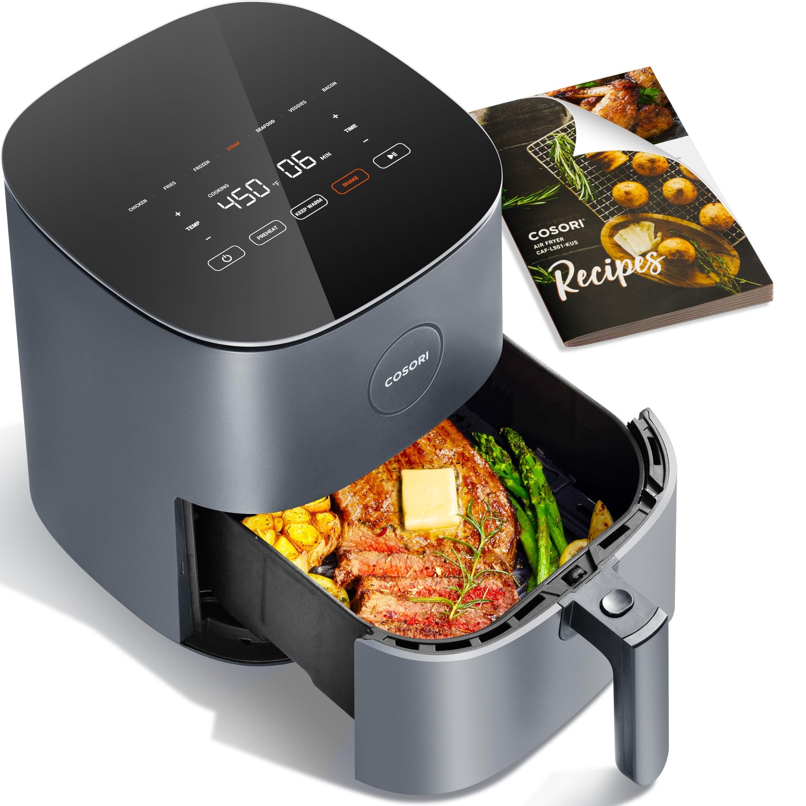COSORI Air Fryer Pro, Compact 5QT, Ceramic Coating, 7 Presets with 5 QT, Gray