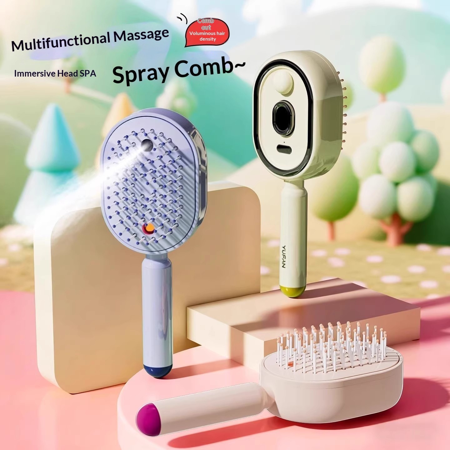 Electric Spray Massage Hair Comb – Essential Oil Atomization Scalp Care Brush