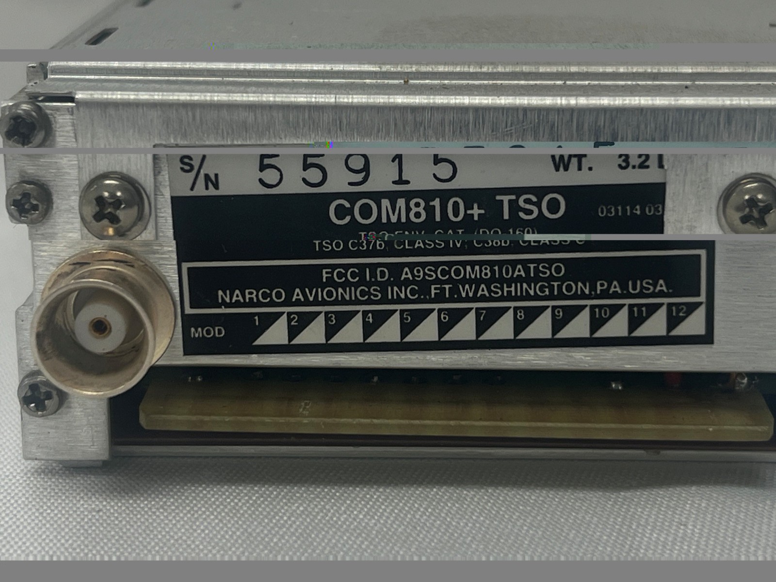 NARCO COM 810+ TSO 14V VHF Comm Transceiver – S/N 55915 – As Remove