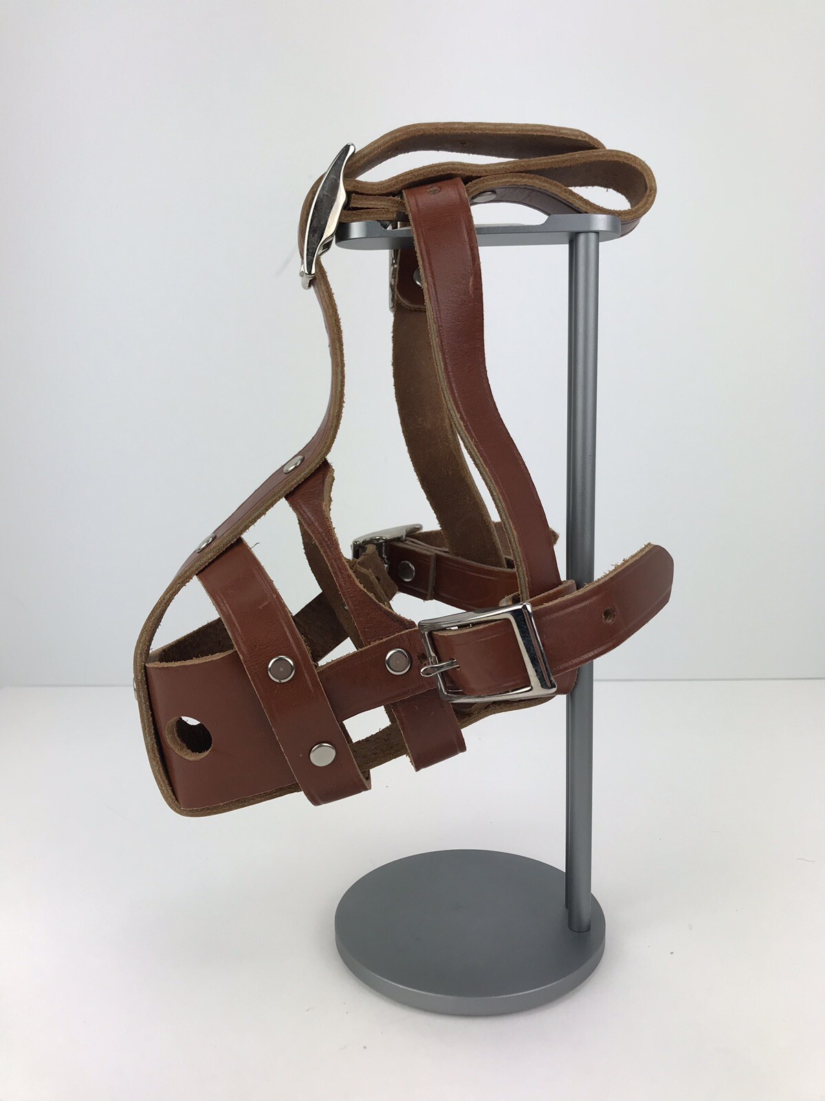 Vintage Leather Muzzle Medium Build Adjustable Made Of Thick Brown Leather
