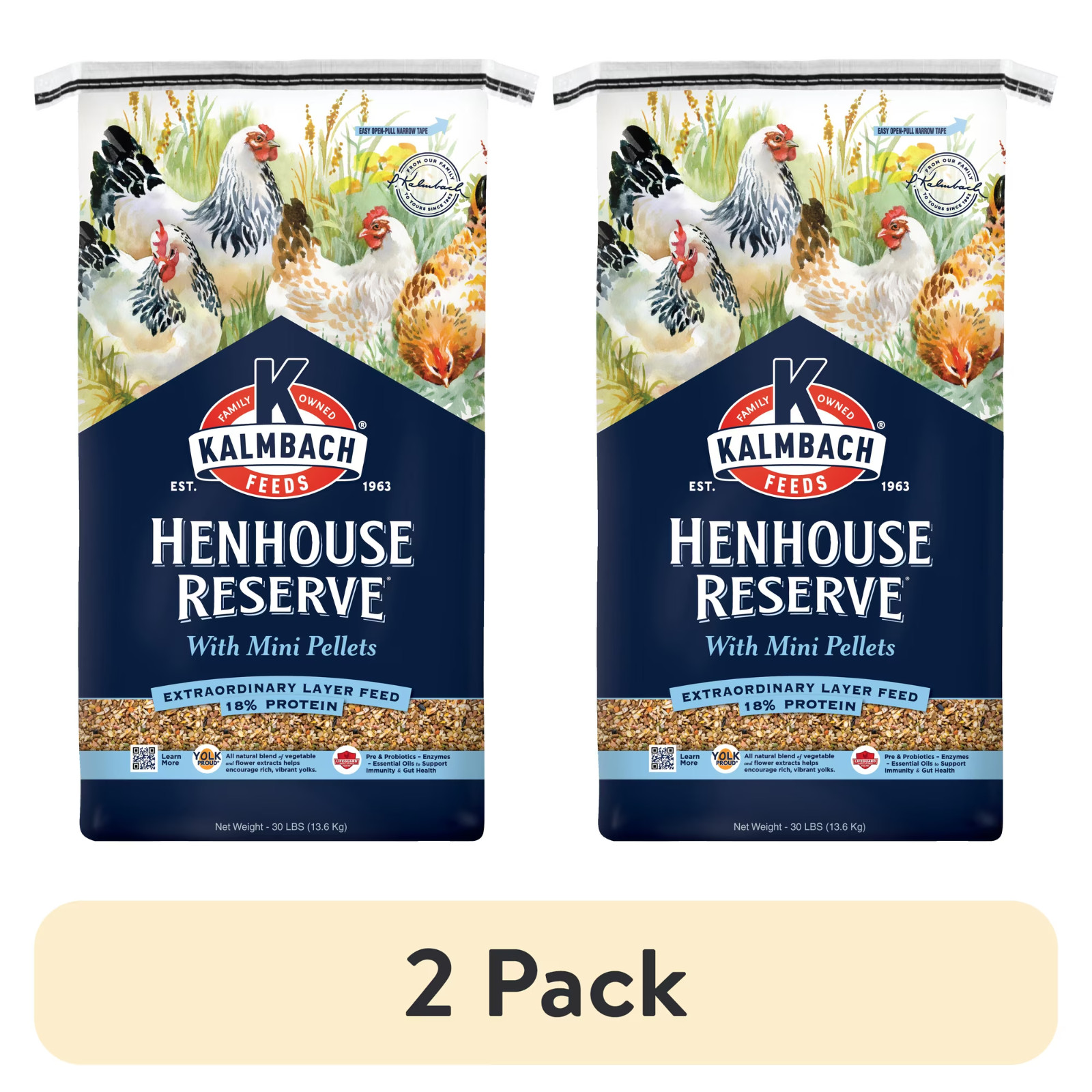 (2 pack) Feeds 18% Henhouse Reserve Whole Grain Layer Feed for Chickens 30 lb
