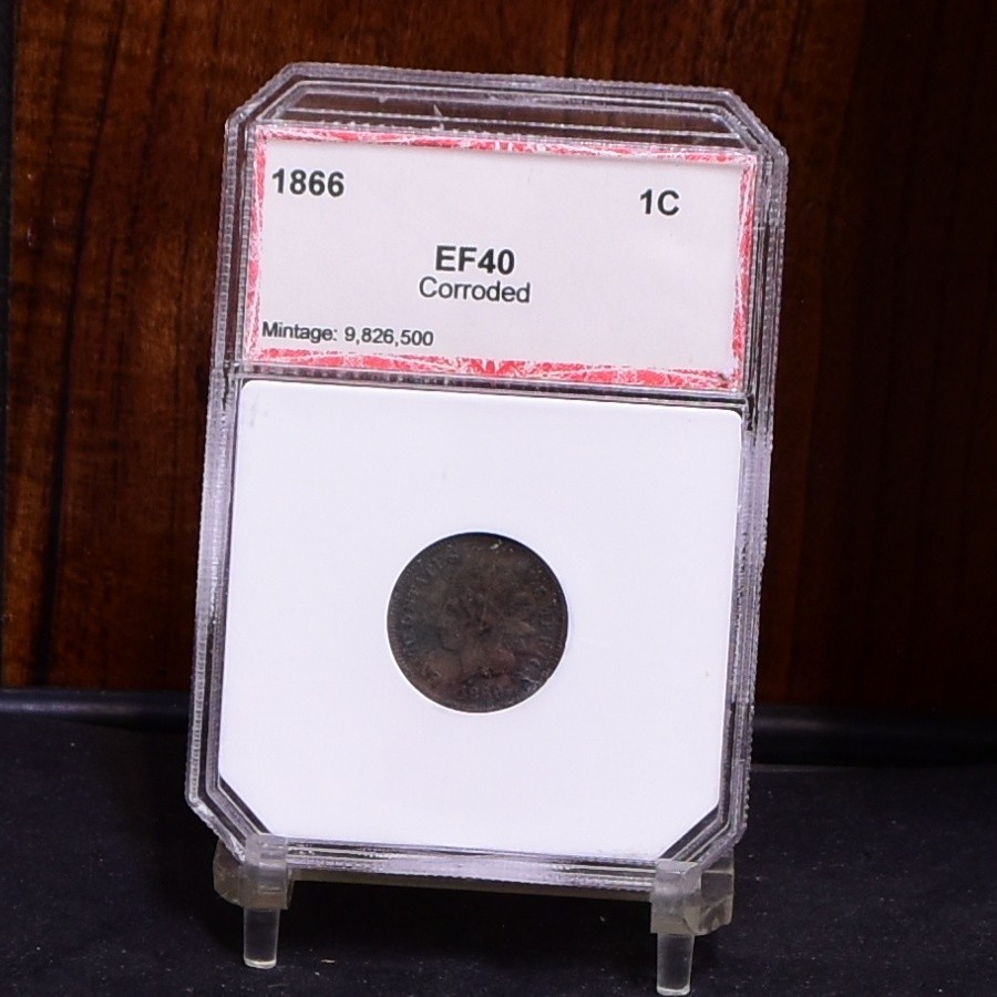 1866 Indian Cent - PCI EF40 Details Corroded (#61892-L)