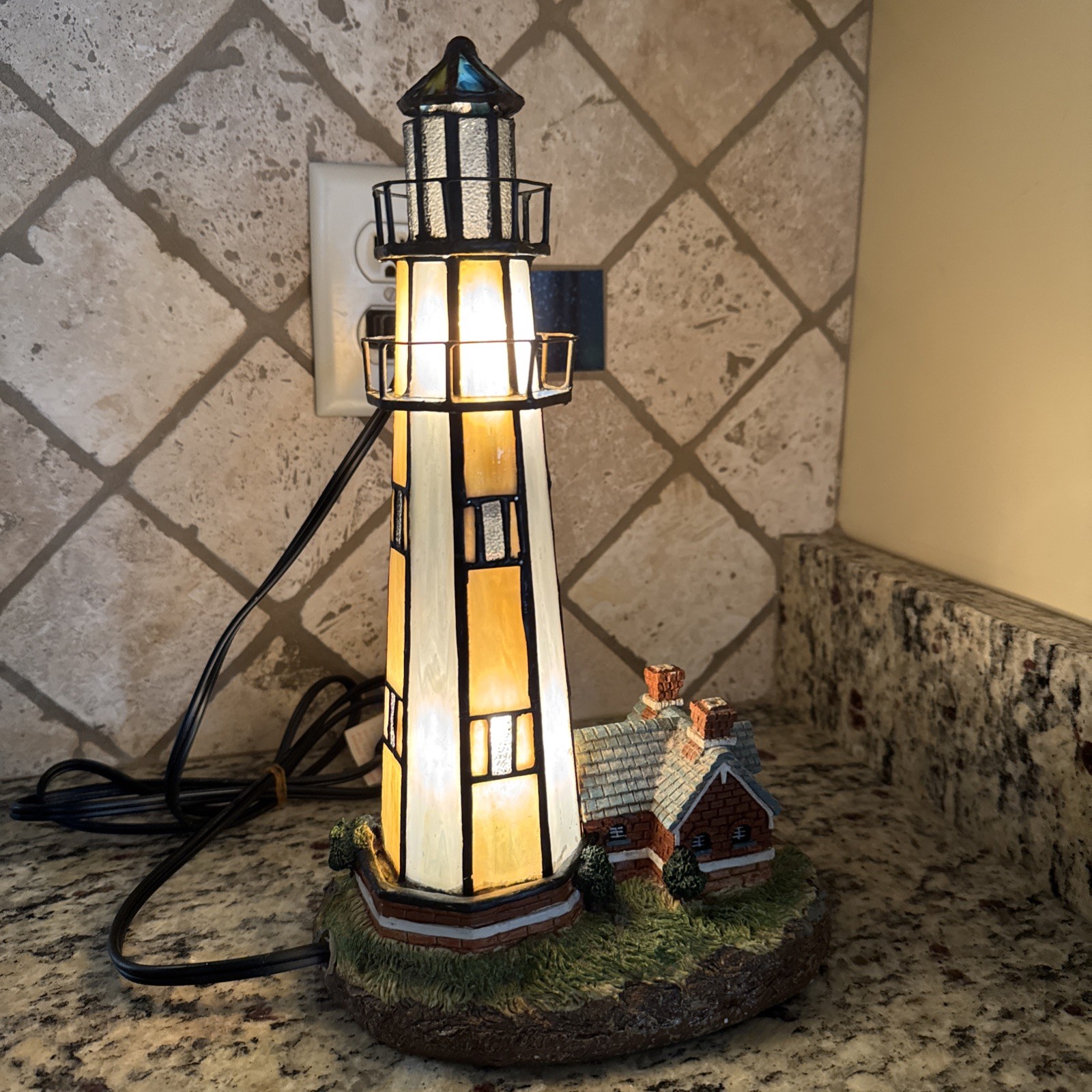 Stained Glass Lighthouse Night Light