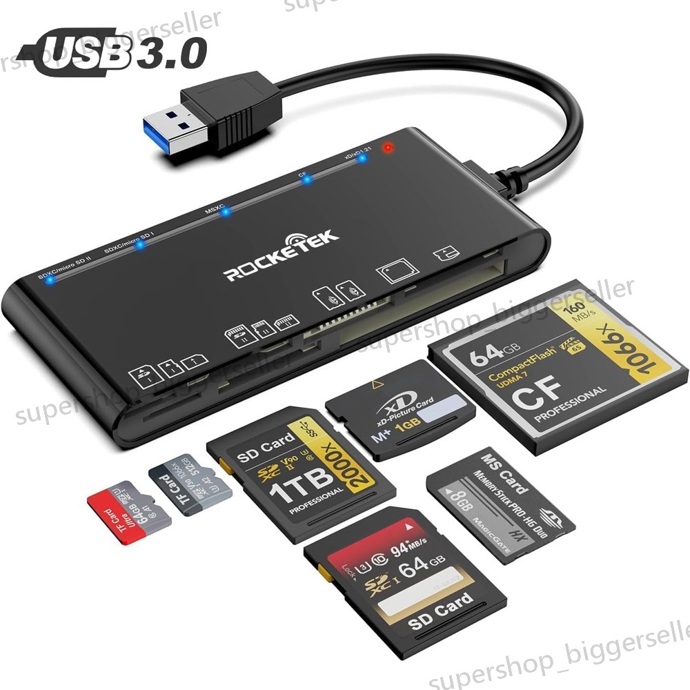 USB 3.0 Memory Card Reader, 7 in 1 Adapter Hub, for SD, CF, TF, Micro SD, XD, MS