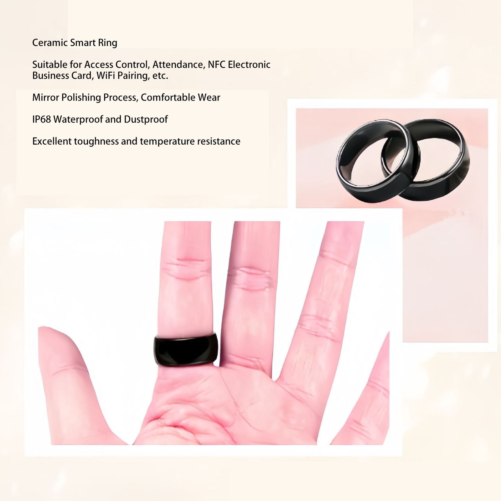 NFC Smart Ring Ceramic Finger Ring For Non Contact Access Control Electronic WT