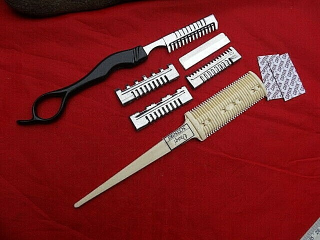 Hairdressing Double Sided Hair Styling Razor Thinning & Shaper 4 cutting Combs