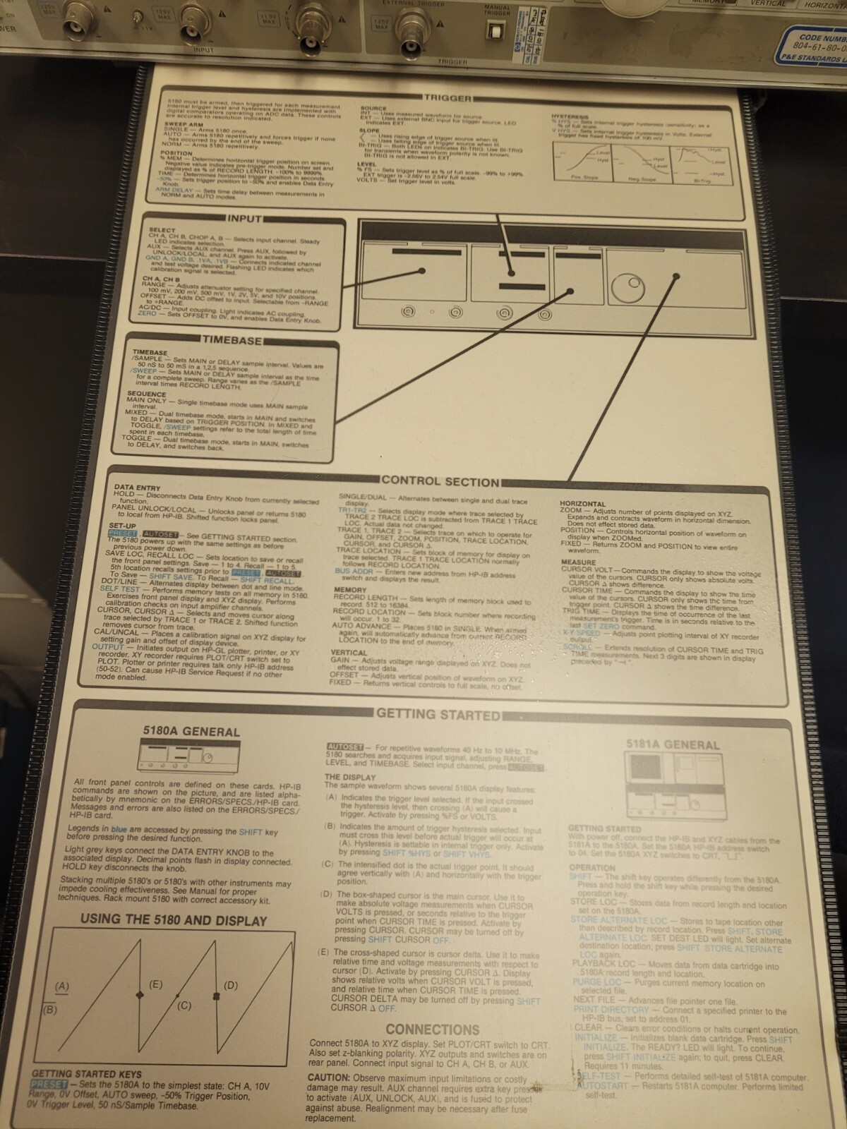 HP Hewlett Packard 5180A Waveform Recorder/Generator w/ Instructions Tested