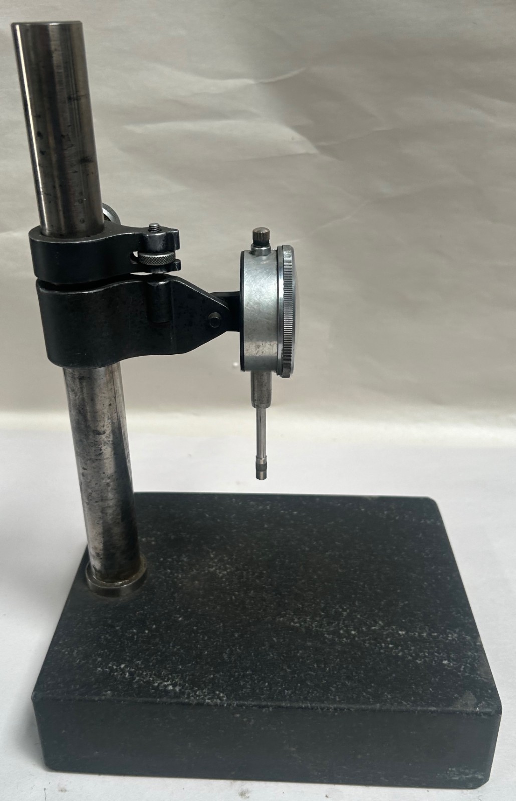 Vintage Teclock Dial Indicator w/ Heavy Granite Indicator Stand Base (D)