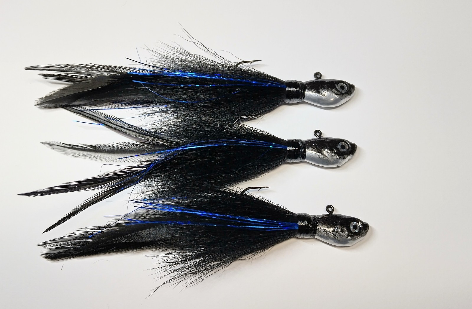 3 Preacher Jigs - 5" Bucktail Hair Jigs 1/2 oz for Bass, Northern, Stripers
