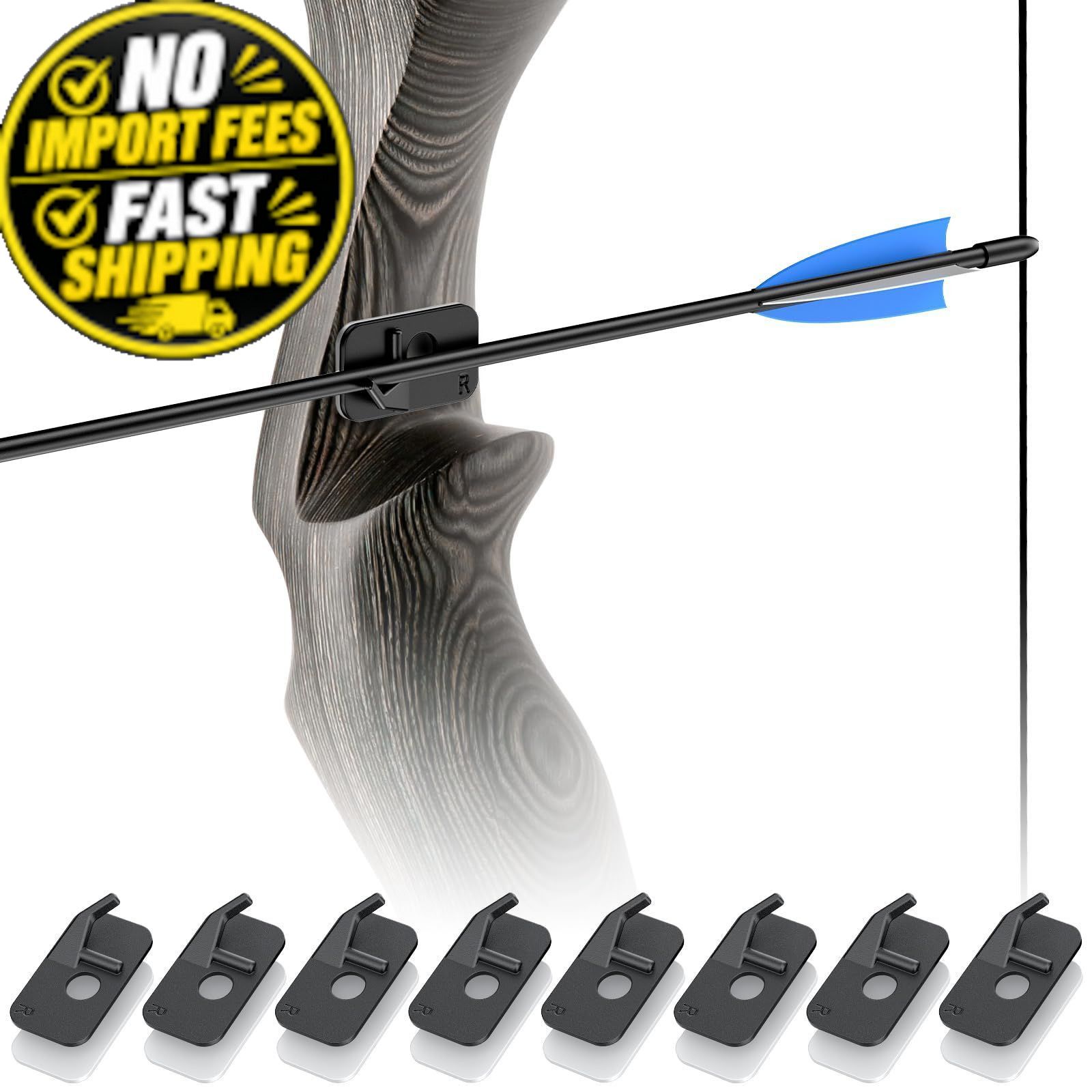 Pawfly 8 Pcs Arrow Rest for Recurve Bows, Right Hand Archery Black