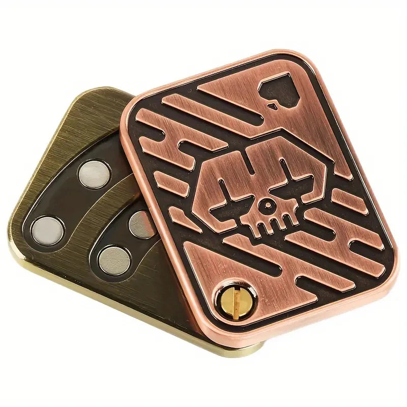 Stress Relief Fidget Toys EDC Metal Skull Slider Push Toy Magnetic Poker Card