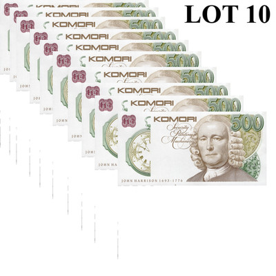 Komori (JPN) TEST NOTE 500 Units John Harrison Type B UNC 1/10 Bundle Lot 10 pcs