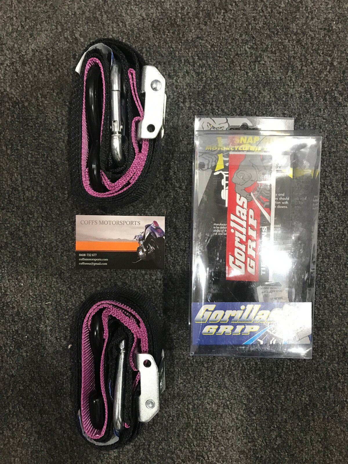 Black/Pink GORILLAS GRIP Heavy Duty Motorbike Tie Down Straps AUSTRALIAN MADE