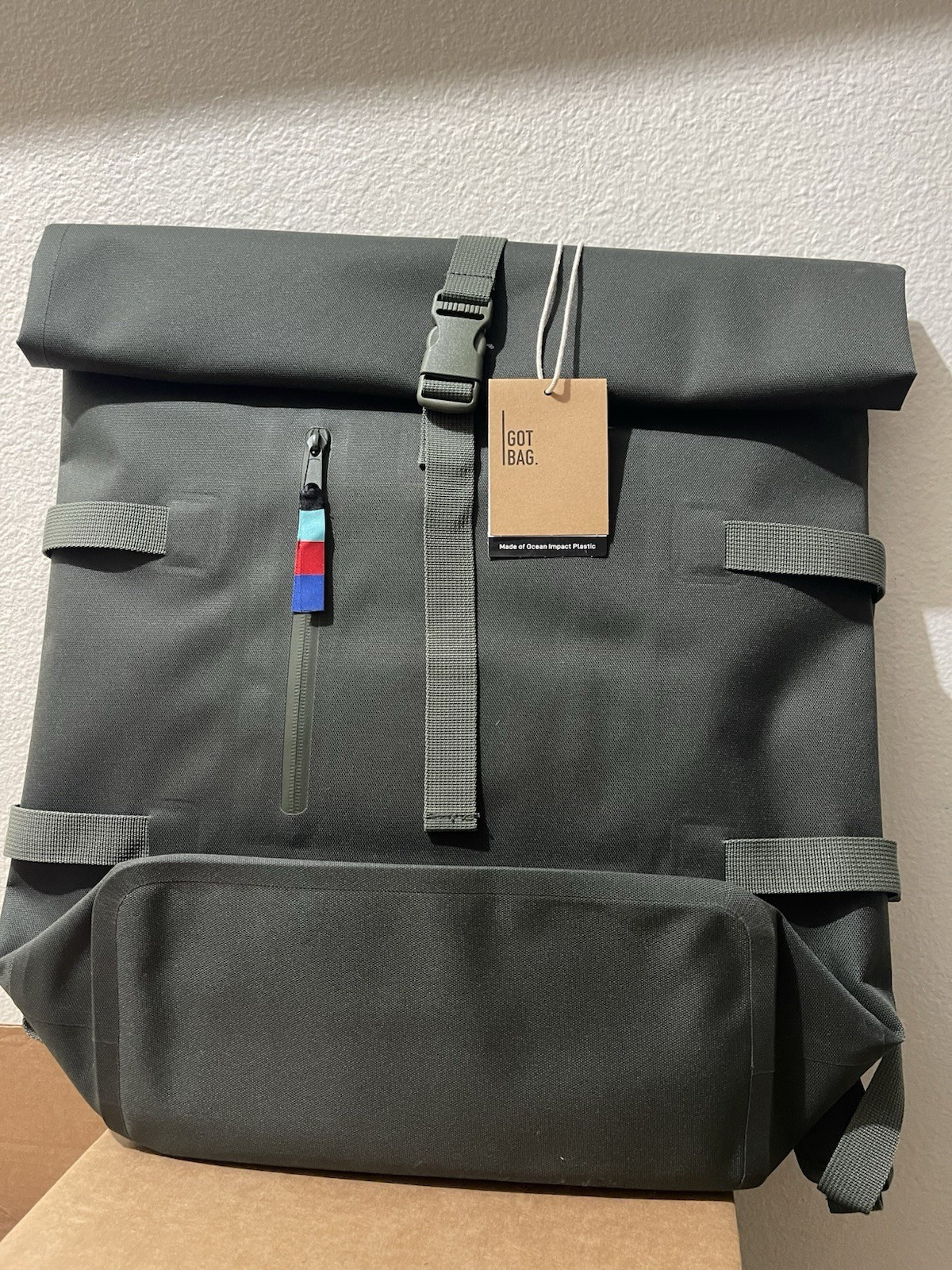 GOT BAG Roll-Top Backpack Gray Buckle Closure 2 Pockets Fits 15" 21-35L