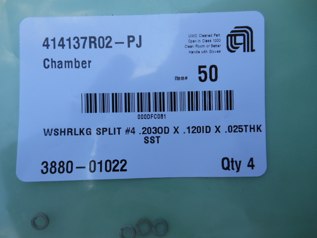 APPLIED MATERIALS 3880-01022 WASHER LKG SPLIT #4 .203ODX.120 ID X.025 THK SST