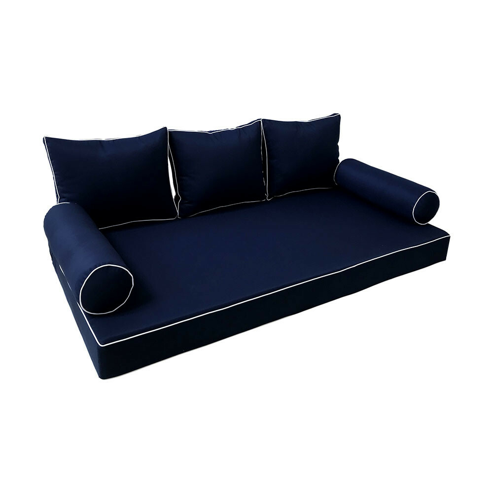 Style3 6PC Contrast Pipe Daybed Mattress Cushion Complete Set Full Size AD101