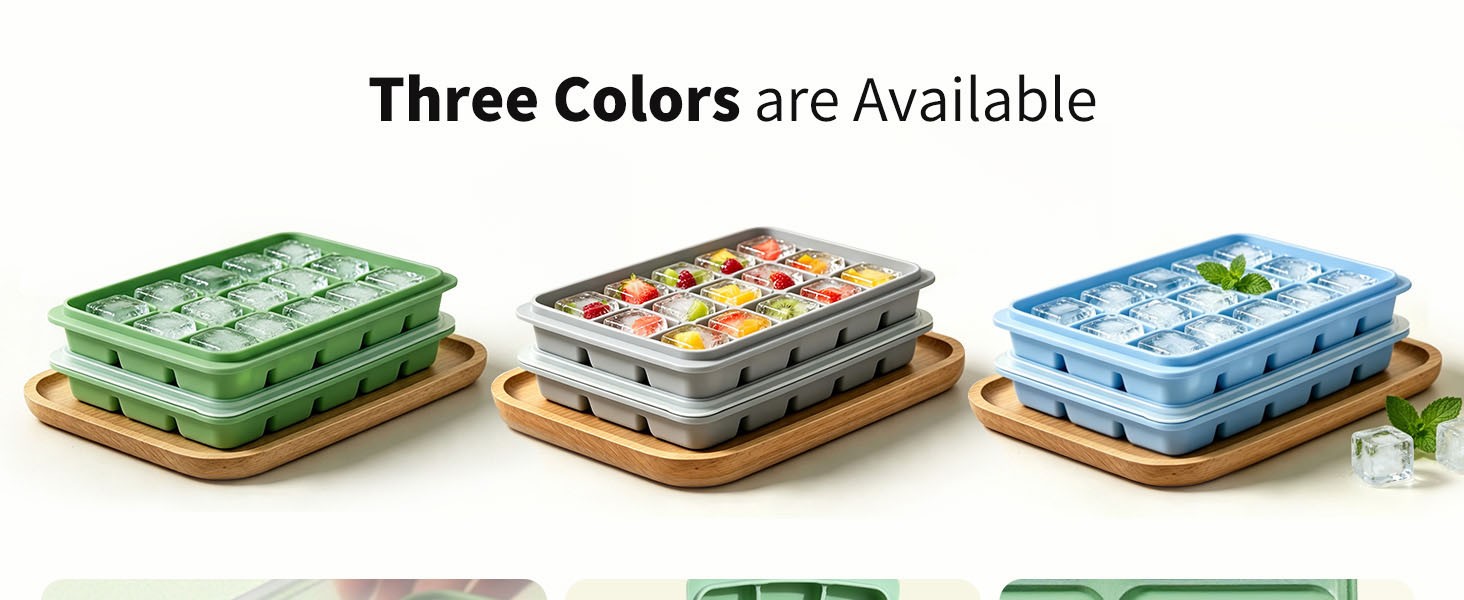 Silicone Ice Cube Trays with Lid, 1 Pack 15 Cubes with Removable Lid | Easy